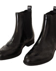 Dolce & Gabbana Elegant Black Ankle Wingtip Oxford Boots
