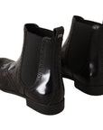 Dolce & Gabbana Elegant Black Ankle Wingtip Oxford Boots