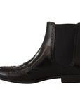 Dolce & Gabbana Elegant Black Ankle Wingtip Oxford Boots
