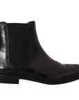 Dolce & Gabbana Elegant Black Ankle Wingtip Oxford Boots