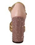 Dolce & Gabbana Silk-Infused Leather Crystal Pumps in Pink Gold