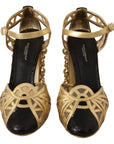 Dolce & Gabbana Elegant Crystal Studded Leather Pumps