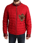 Dolce & Gabbana Red and Gold Bomber Designer Jacket