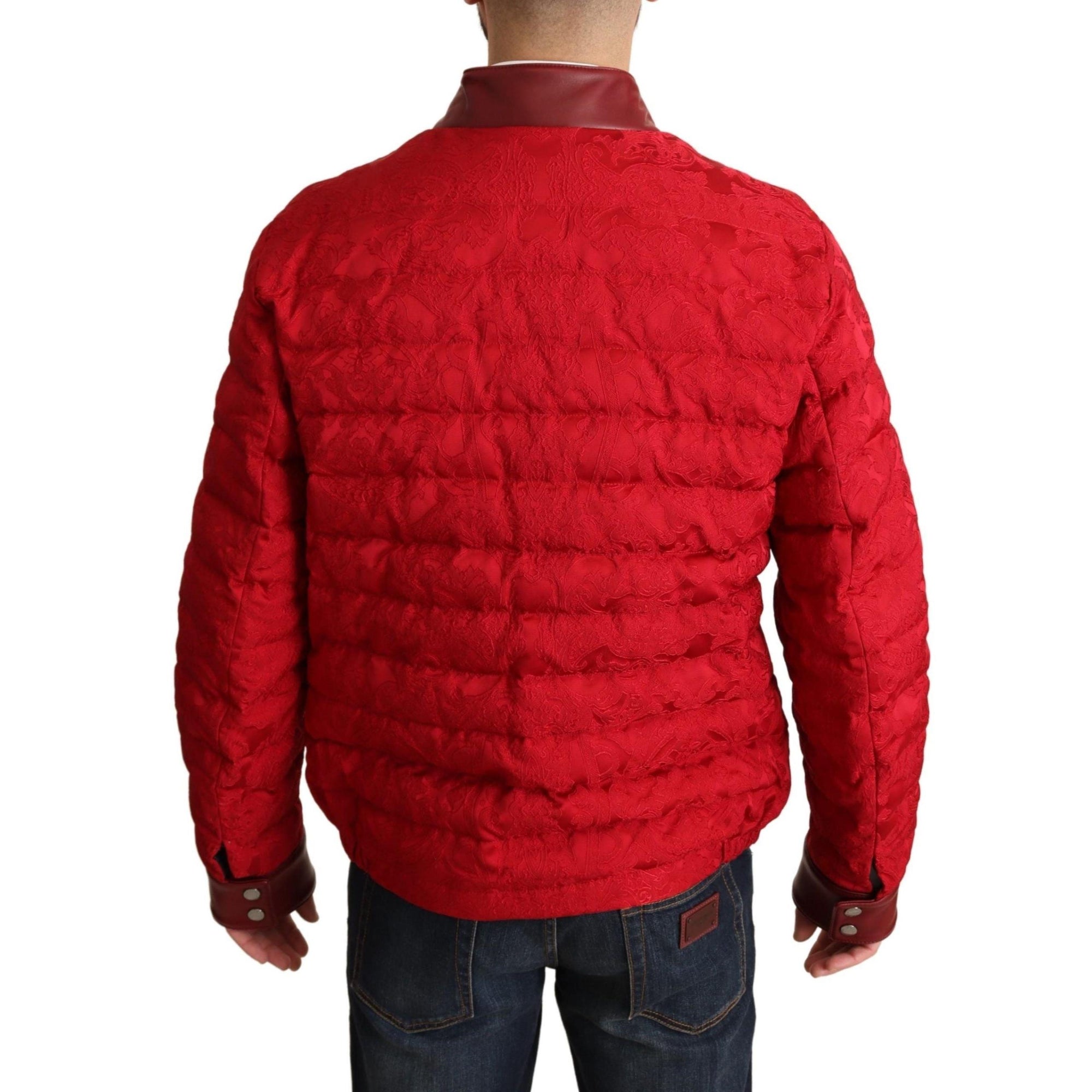 Dolce & Gabbana Red and Gold Bomber Designer Jacket