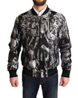 Dolce & Gabbana Elegant Black Bomber Jacket with Silver Details