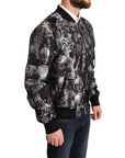 Dolce & Gabbana Elegant Black Bomber Jacket with Silver Details