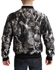 Dolce & Gabbana Elegant Black Bomber Jacket with Silver Details