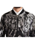 Dolce & Gabbana Elegant Black Bomber Jacket with Silver Details
