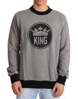 Dolce & Gabbana Elegant Gray Crown Motif Crewneck Sweater