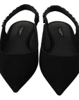 Dolce & Gabbana Elegant Silk Blend Slingback Flats with Crystals