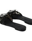 Dolce & Gabbana Elegant Black Lace Mules with Jewel Flower Detail