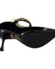 Dolce & Gabbana Elegant Gold-Embroidered Black Velvet Pumps