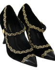Dolce & Gabbana Elegant Gold-Embroidered Black Velvet Pumps