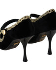 Dolce & Gabbana Elegant Gold-Embroidered Black Velvet Pumps