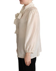Dolce & Gabbana Elegant Light Gray Silk Ascot Blouse