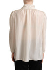 Dolce & Gabbana Elegant Light Gray Silk Ascot Blouse