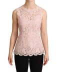 Dolce & Gabbana Elegant Pink Lace Sleeveless Blouse