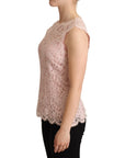 Dolce & Gabbana Elegant Pink Lace Sleeveless Blouse