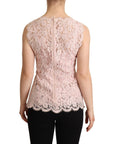 Dolce & Gabbana Elegant Pink Lace Sleeveless Blouse