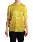 Dolce & Gabbana Elegant Silk Short Sleeve Blouse Top - Yellow