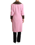 Dolce & Gabbana Chic Pink Leopard Trench with Crystal Buttons