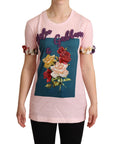 Dolce & Gabbana Elegant Floral Rose Applique T-Shirt