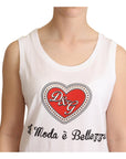 Dolce & Gabbana Crystal Embellished Heart White Sleeveless Tee