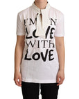 Dolce & Gabbana Chic White Love Motif Silk-Blend Tee