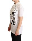Dolce & Gabbana Chic White Love Motif Silk-Blend Tee