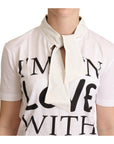 Dolce & Gabbana Chic White Love Motif Silk-Blend Tee