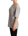 Dolce & Gabbana Elegant Gray V-Neck Cotton Tee