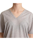 Dolce & Gabbana Elegant Gray V-Neck Cotton Tee