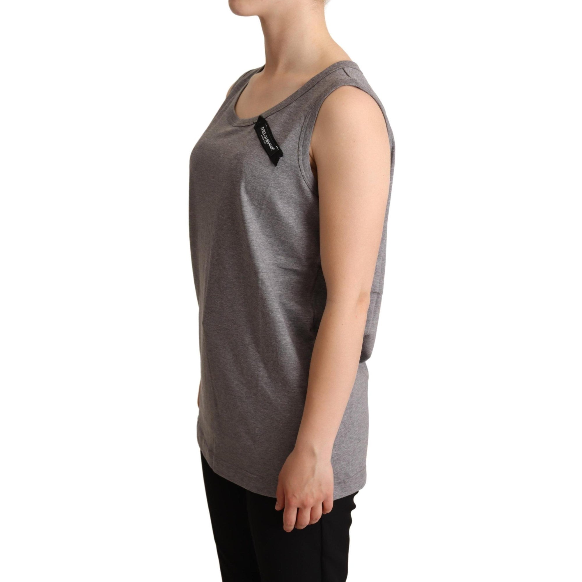 Dolce & Gabbana Elegant Gray Cotton Jersey Sleeveless Tank