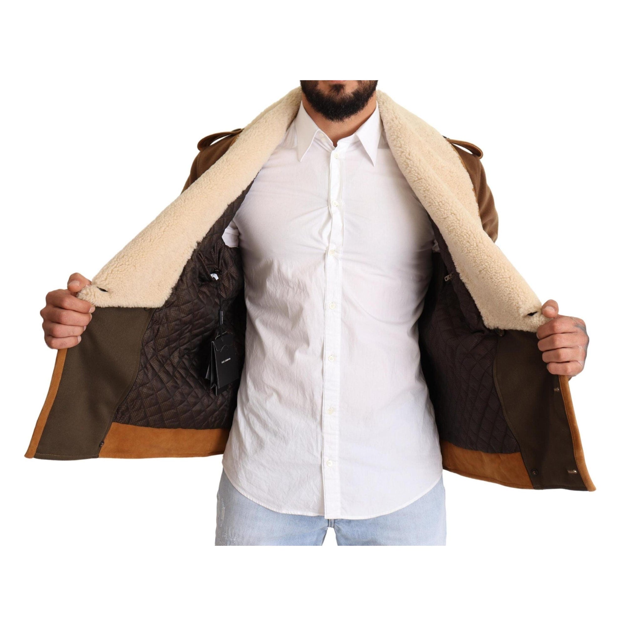 Dolce & Gabbana Elegant Double Breasted Shearling Jacket