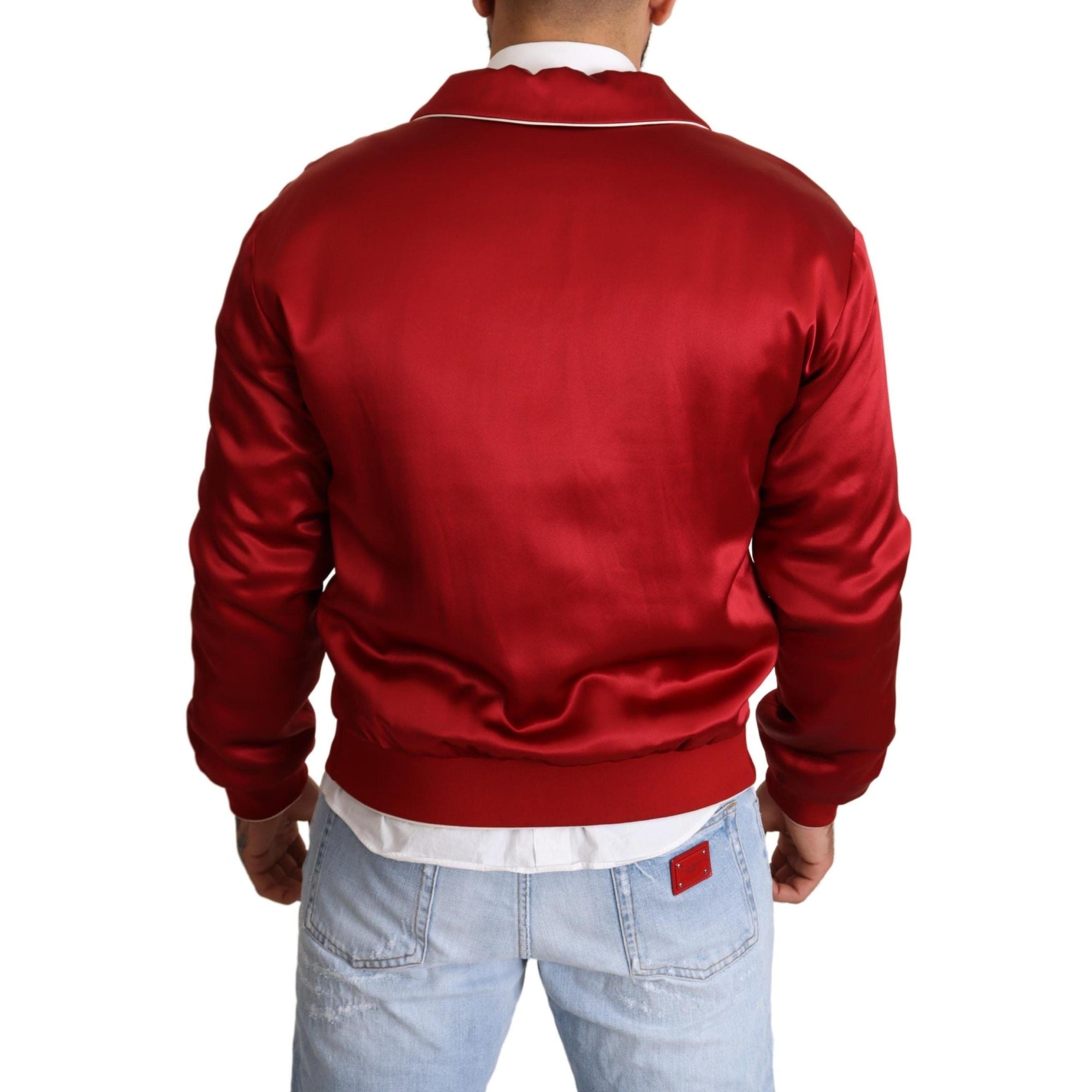 Dolce & Gabbana Sumptuous Silk Red Bomber Jacket