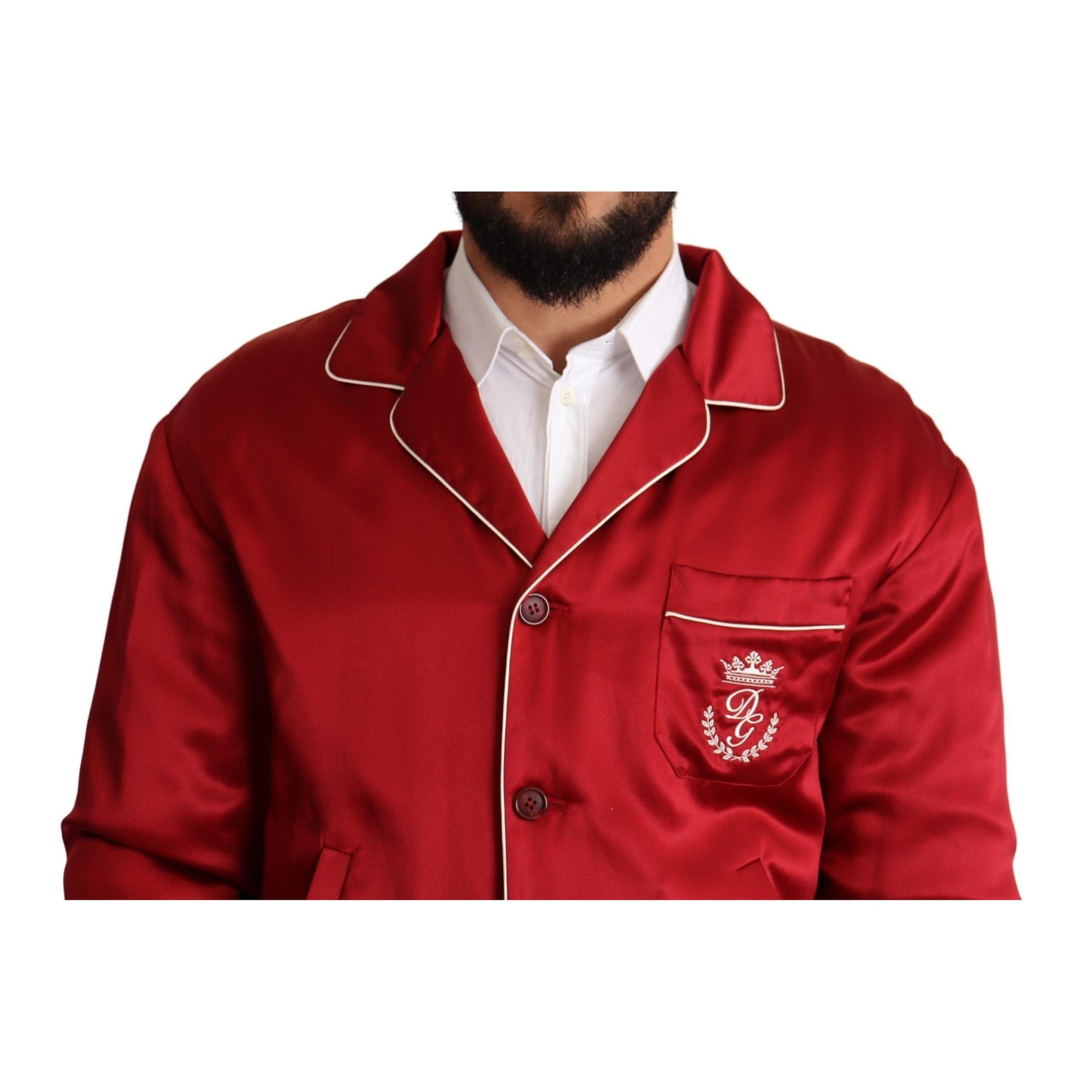 Dolce & Gabbana Sumptuous Silk Red Bomber Jacket