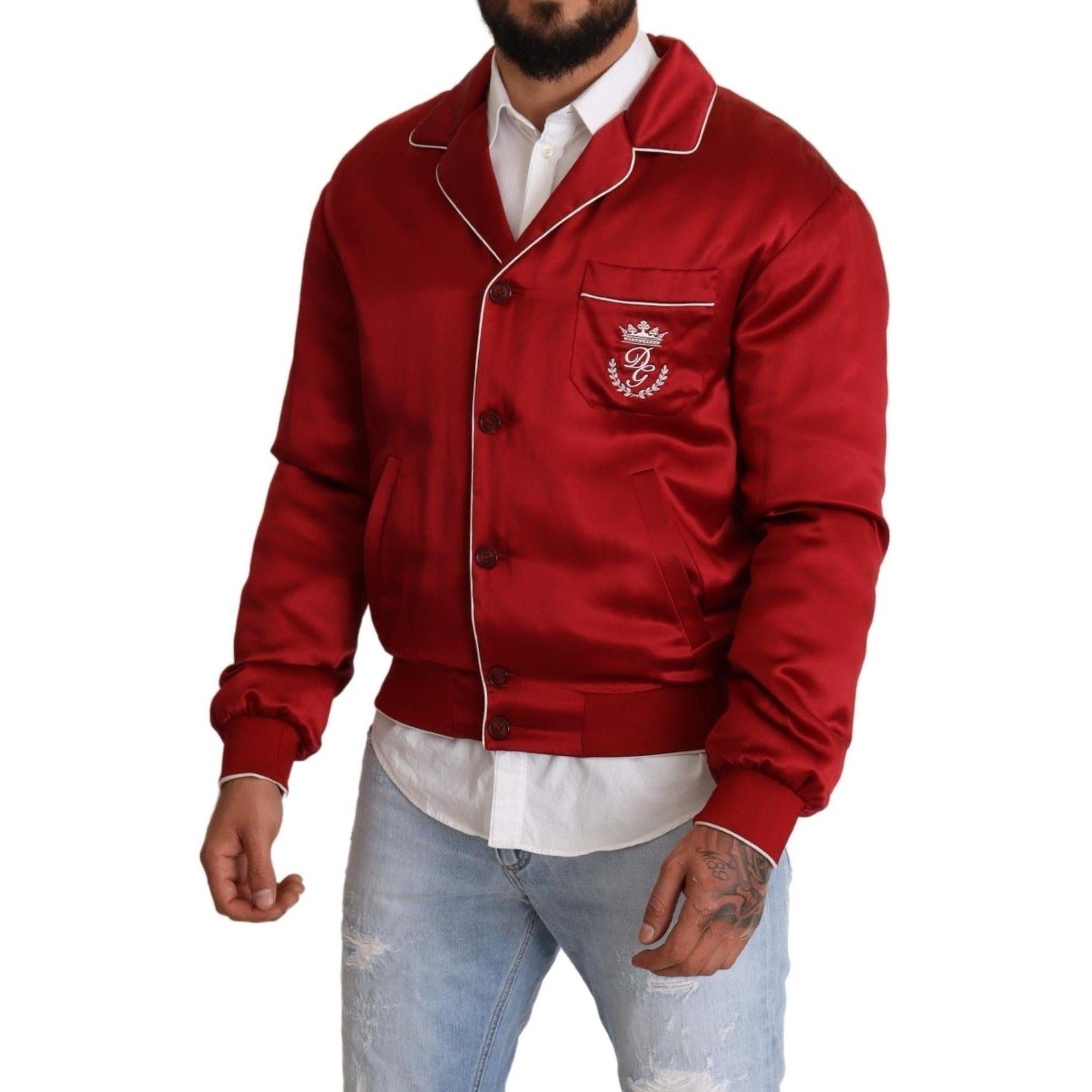 Dolce & Gabbana Sumptuous Silk Red Bomber Jacket