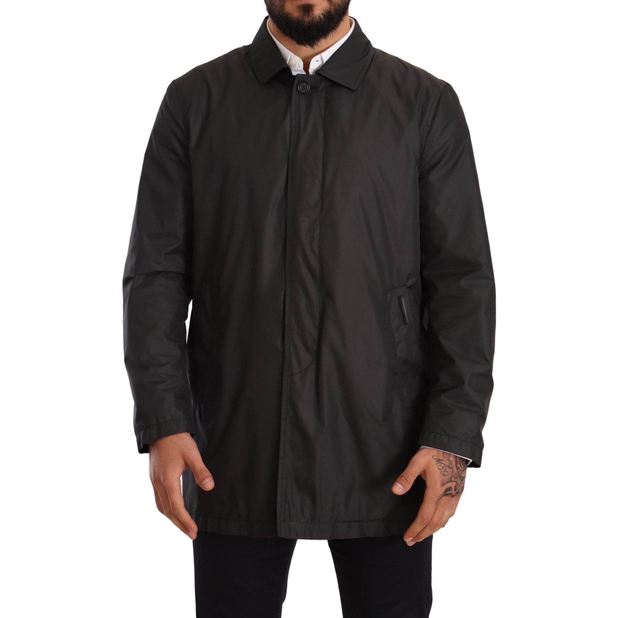 Dolce & Gabbana Elegant Black Trench Coat for Sophisticated Men