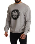 Dolce & Gabbana Regal Crown Cotton Sweater - Sophisticated Gray