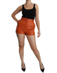 Dolce & Gabbana Chic Orange Leather High Waist Hot Pants
