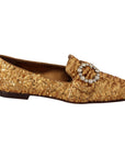 Dolce & Gabbana Elegant Gold Sequin Crystal Flats