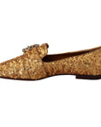 Dolce & Gabbana Elegant Gold Sequin Crystal Flats