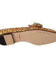 Dolce & Gabbana Elegant Gold Sequin Crystal Flats
