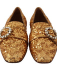 Dolce & Gabbana Elegant Gold Sequin Crystal Flats