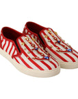 Dolce & Gabbana Stripe Print Studded Loafers