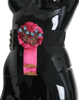 Dolce & Gabbana Elegant Floral Crystal Ribbon Waist Belt
