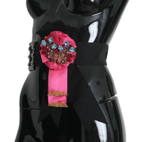 Dolce & Gabbana Elegant Floral Crystal Ribbon Waist Belt