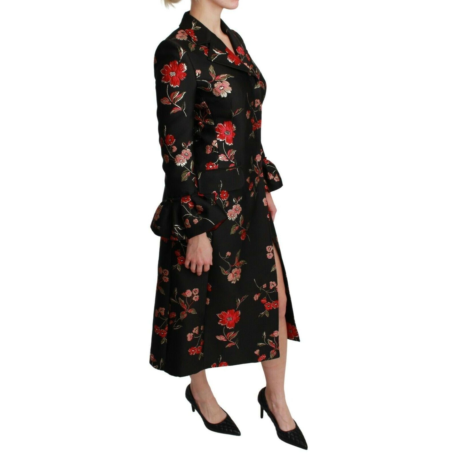 Dolce & Gabbana Elegant Floral Embroidered Trench Coat