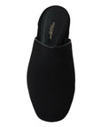 Dolce & Gabbana Chic Black Grosgrain Slide Sandals