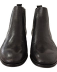 Dolce & Gabbana Elegant Black Leather Lizard Skin Derby Boots